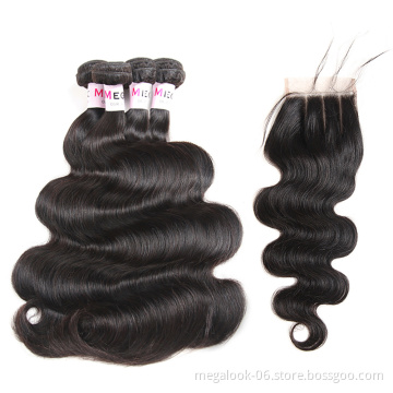 22 Inch 7A 8A Grade Cuticle 100% Remy Body Wave Malaysian Virgin Hair With Silk Base Swiss Lace Closure